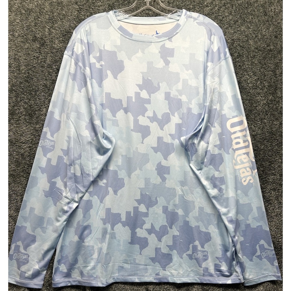 Old Tejas Mens Size L Blue Long Sleeve Camo UV Tex Flex Athletic T Shirt (M4)